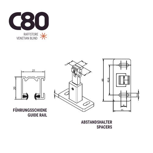 Raffstore C80 mit Führungsschiene