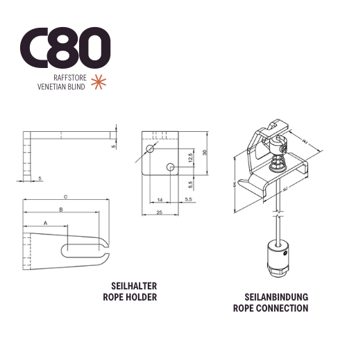 Raffstore C80 mit Seilführung