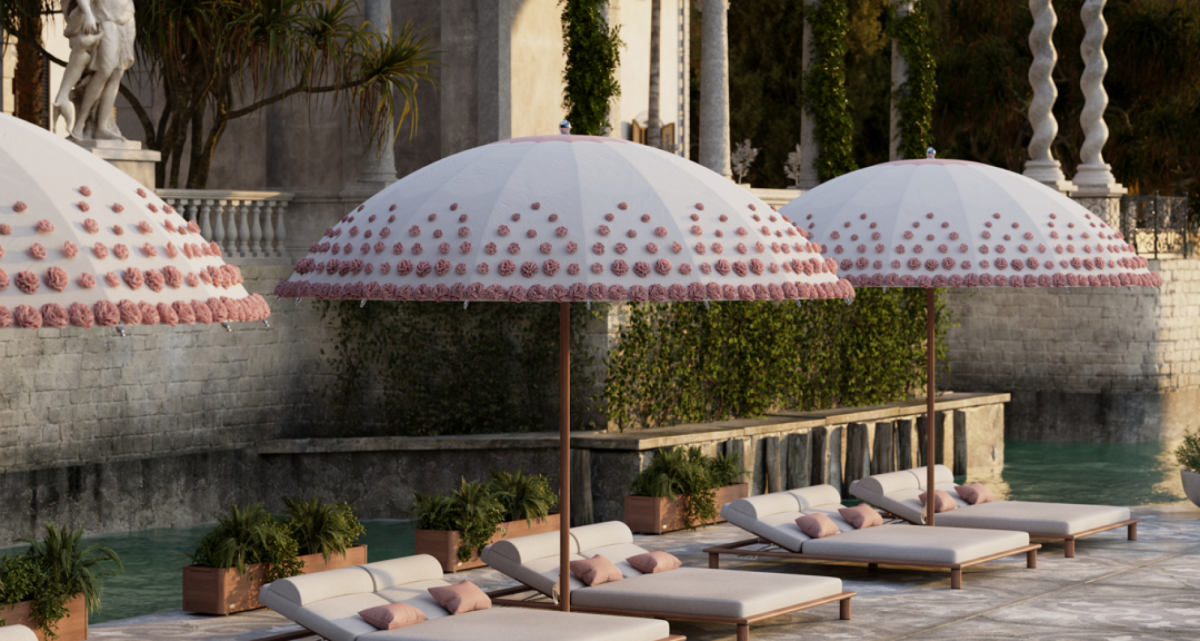 Frimey architekonischer Sonnenschirm mit Blumen