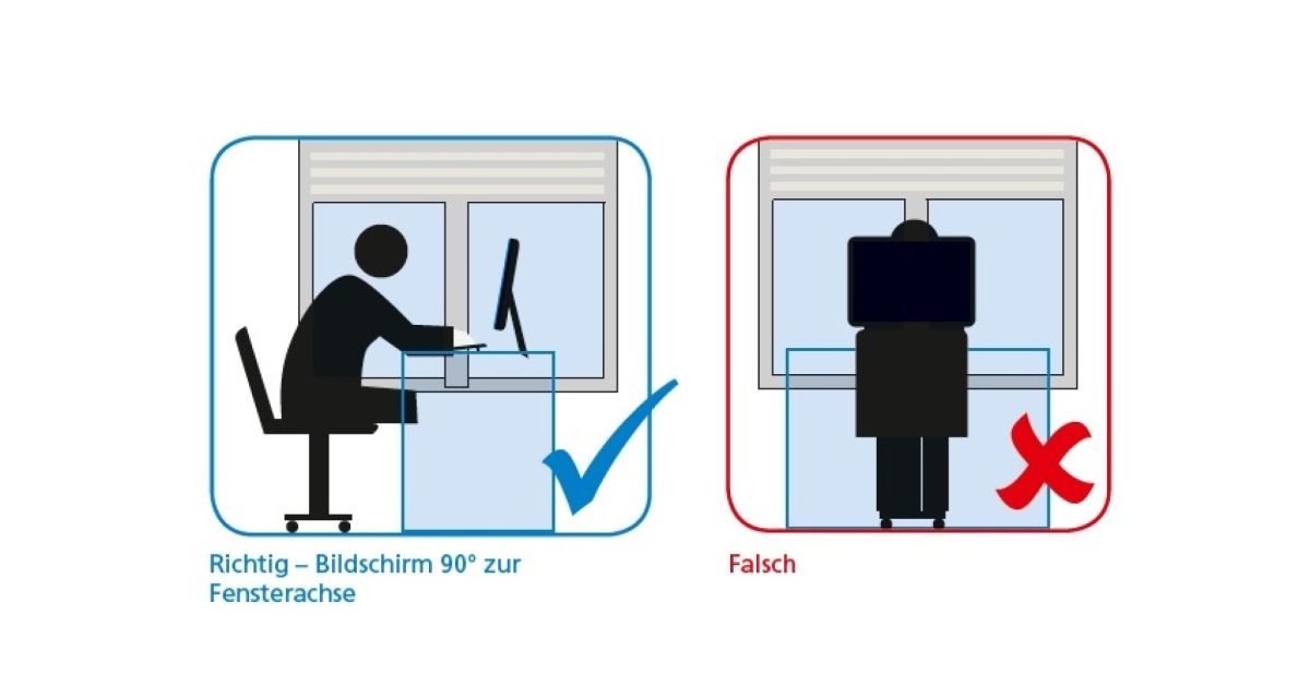 Bürotischausrichtung Sonnenschutz